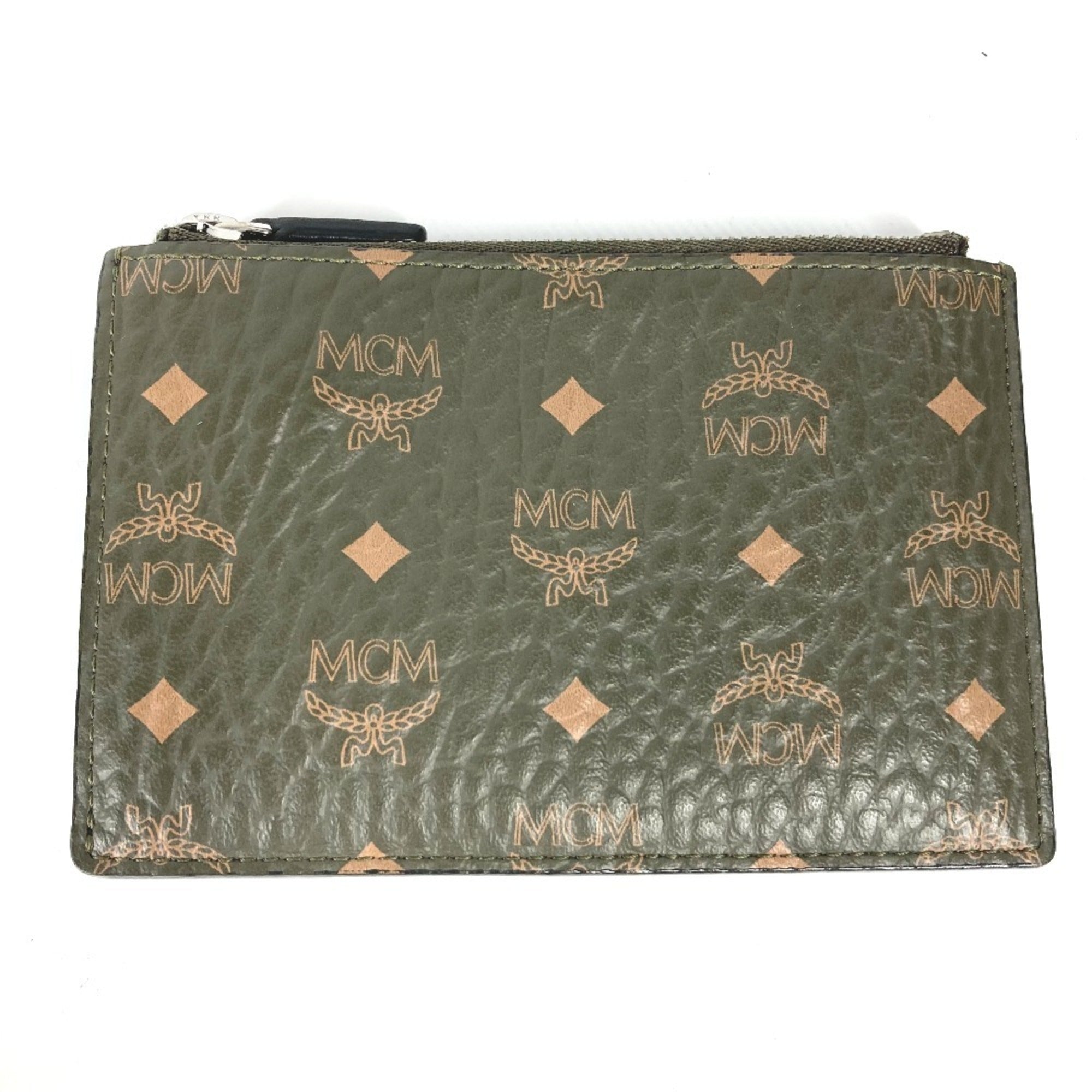 Mcm Khaki Leather Coin Purse/Coin Case (Pre-Owned)