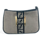 Fendi Black Gray Canvas Leather Shoulder Bag (Pre-Owned)