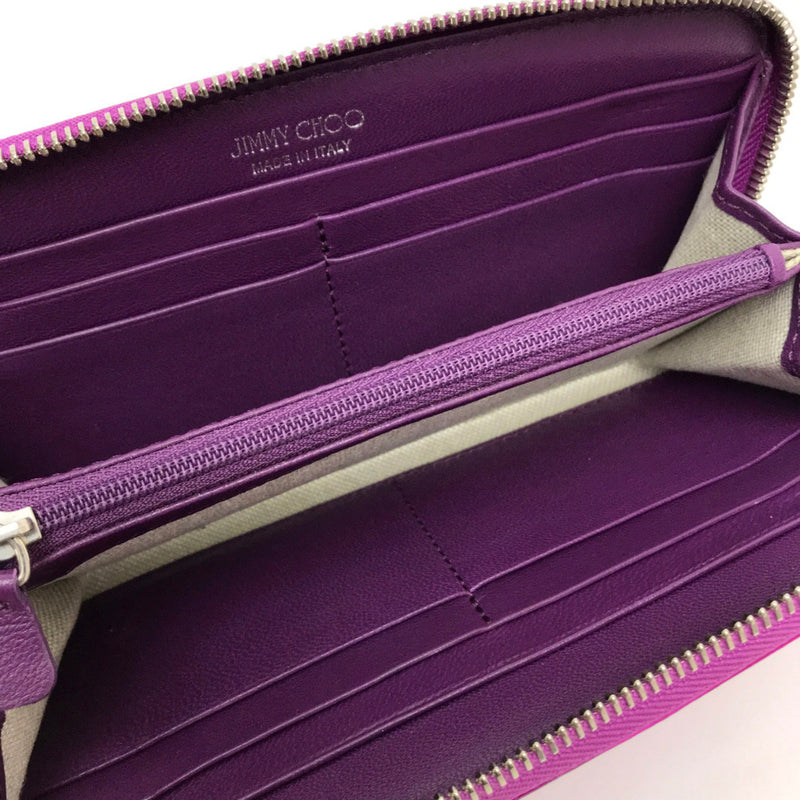 Jimmy Choo Purple Leather Long Wallet (Bi-Fold) (Pre-Owned)