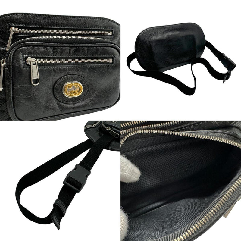 Gucci Black Leather Fanny Pack Sling Bag (Pre-Owned)