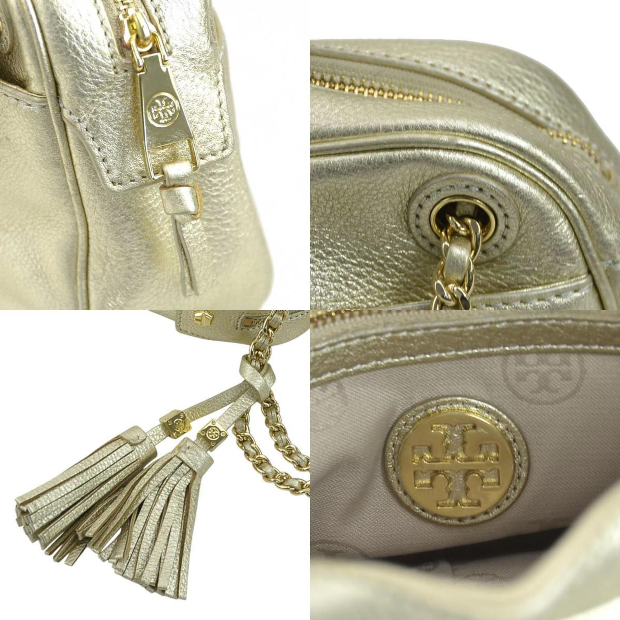 Tory Burch Gold Leather Shoulder Bag (Pre-Owned)