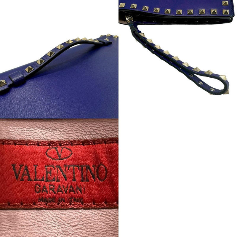 Valentino Garavani Blue Leather Clutch Bag (Pre-Owned)