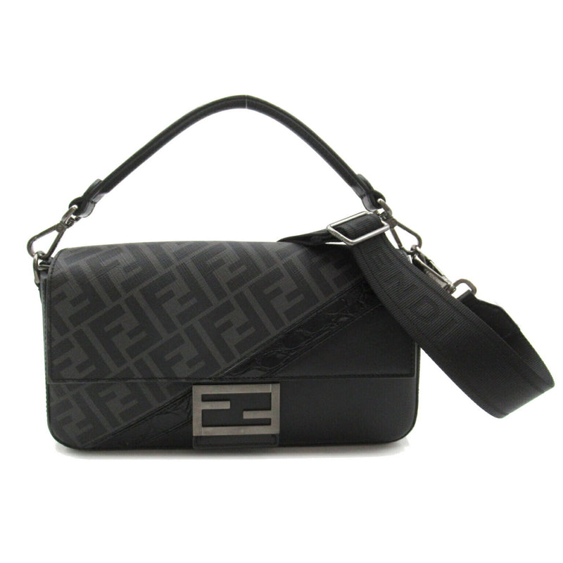 Fendi Black Coated Canvas Pvc Leather Shoulder Bag (Pre-Owned)