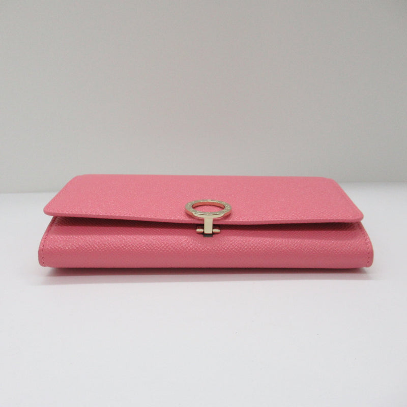 Bvlgari Pink Leather Long Wallet (Bi-Fold)