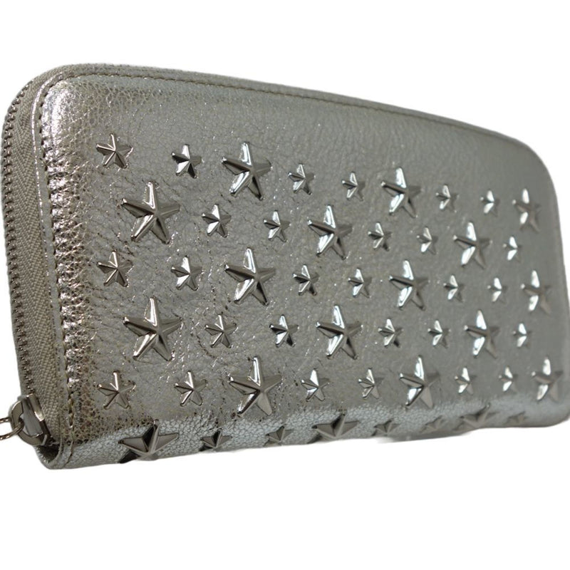 Jimmy Choo Metallic Silver Leather Wallet (Bi-Fold) (Pre-Owned)