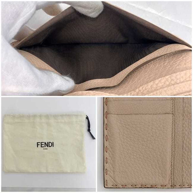 Fendi Beige Pink Leather Long Wallet (Bi-Fold) (Pre-Owned)