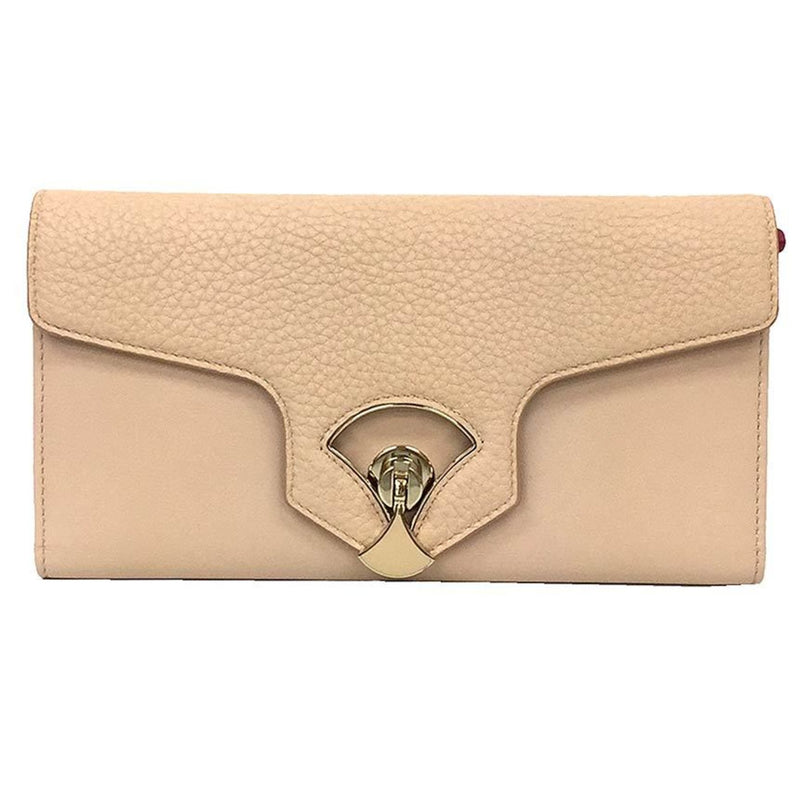 Bvlgari Beige Rose Pink Leather Long Wallet (Bi-Fold) (Pre-Owned)