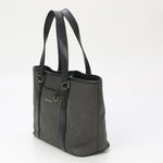 Bvlgari Black Gray Leather Coated Canvas Handbag (Pre-Owned)