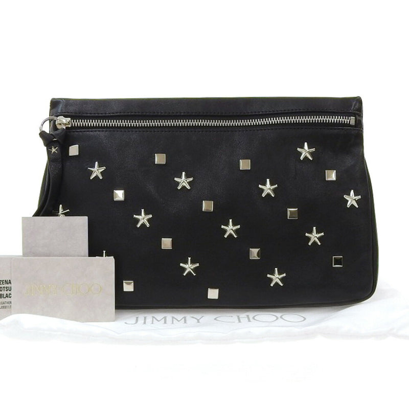 Jimmy Choo Black Leather Clutch Bag (Pre-Owned)