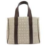 Bvlgari Logomania Brown Canvas Handbag (Pre-Owned)