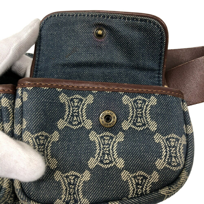 Celine Blue Brown Denim Leather Fanny Pack Sling Bag (Pre-Owned)