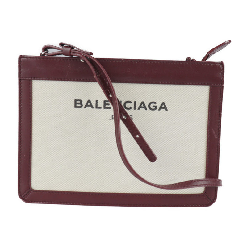 Balenciaga Beige Bordeaux Canvas Messenger Bag Shoulder Bag (Pre-Owned)