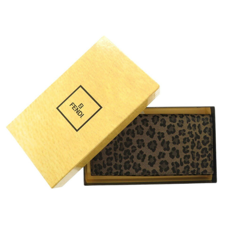 Fendi Beige Black Gold Canvas Leather Long Wallet (Bi-Fold) (Pre-Owned)