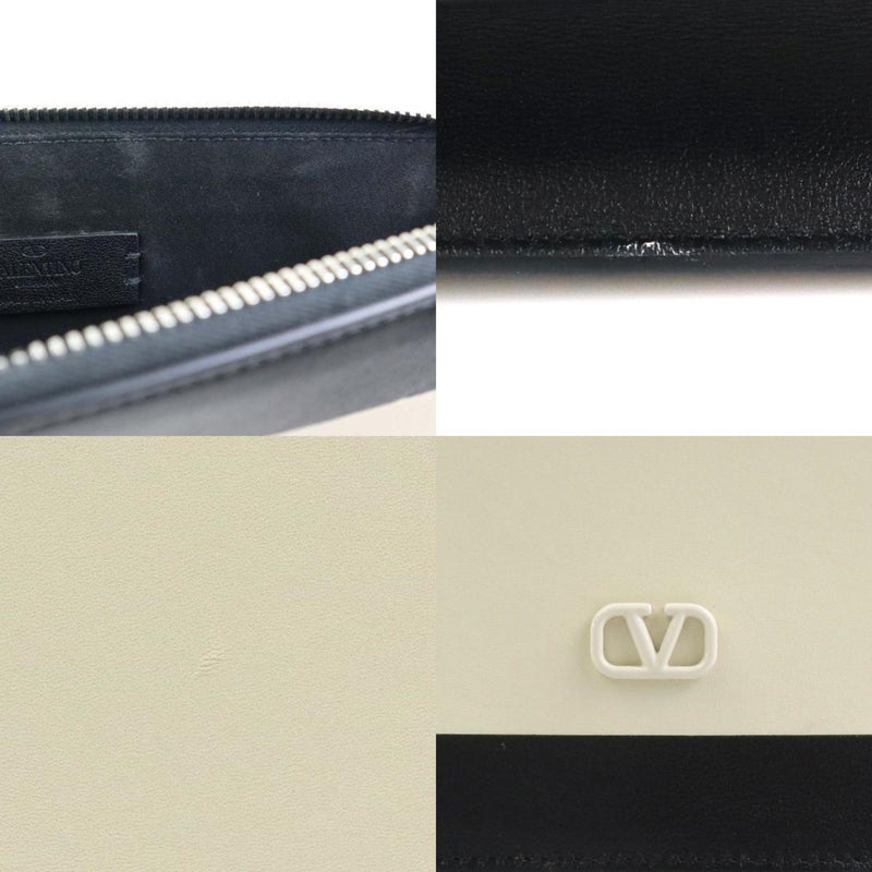 Valentino Garavani Black Ivory Leather Clutch Bag (Pre-Owned)