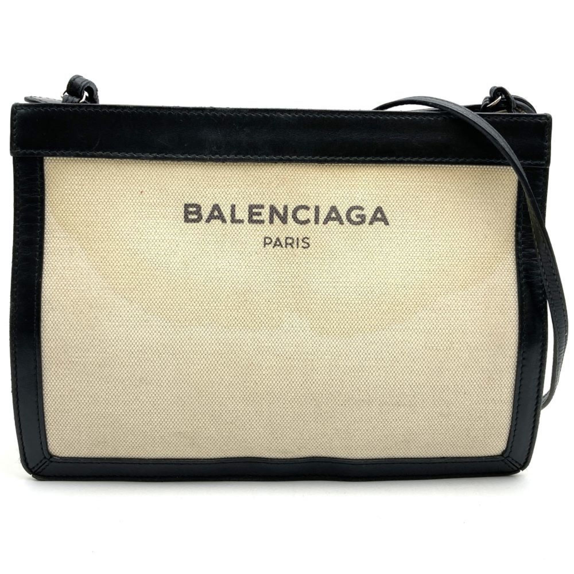 Balenciaga Beige Canvas Leather Pochette Shoulder Bag (Pre-Owned)