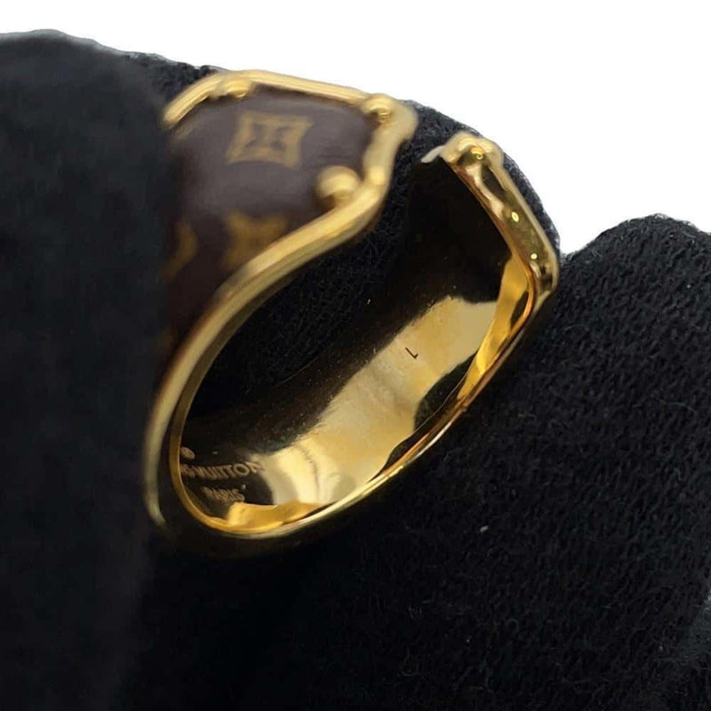 Louis Vuitton Brown Gold Plating Monogram Band Ring (Pre-Owned)