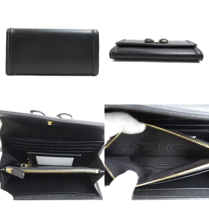 Salvatore Ferragamo Black Leather Long Wallet (Bi-Fold) (Pre-Owned)