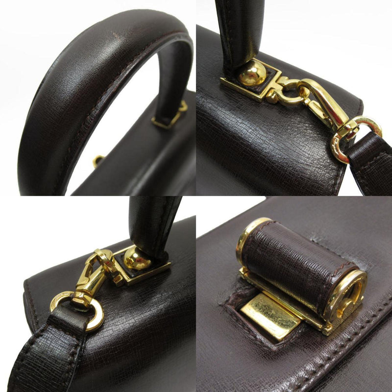 Salvatore Ferragamo Dark Brown Leather Handbag Shoulder Bag (Pre-Owned)