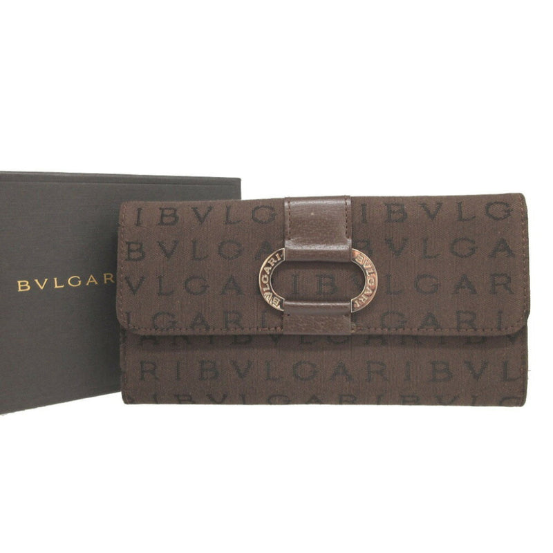 Bvlgari Brown Canvas Long Wallet (Bi-Fold) (Pre-Owned)