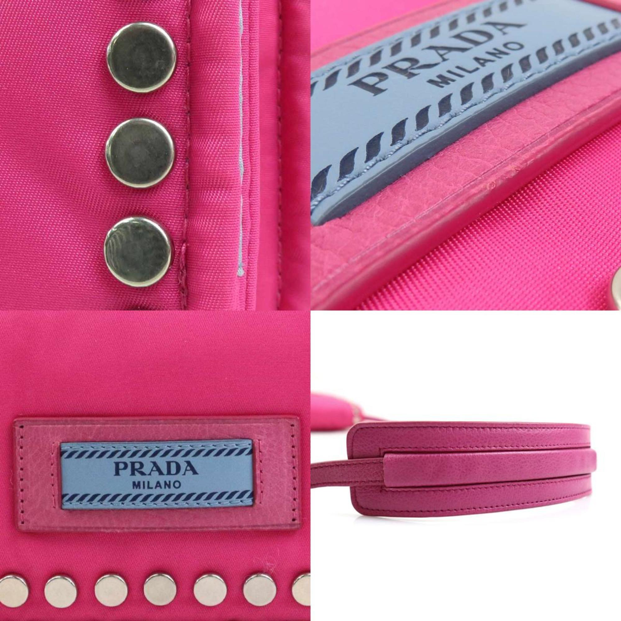 Prada Pink Nylon Leather Shoulder Bag (Pre-Owned)