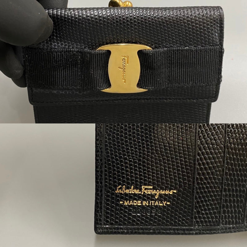 Salvatore Ferragamo Black Leather Wallet (Bi-Fold) (Pre-Owned)