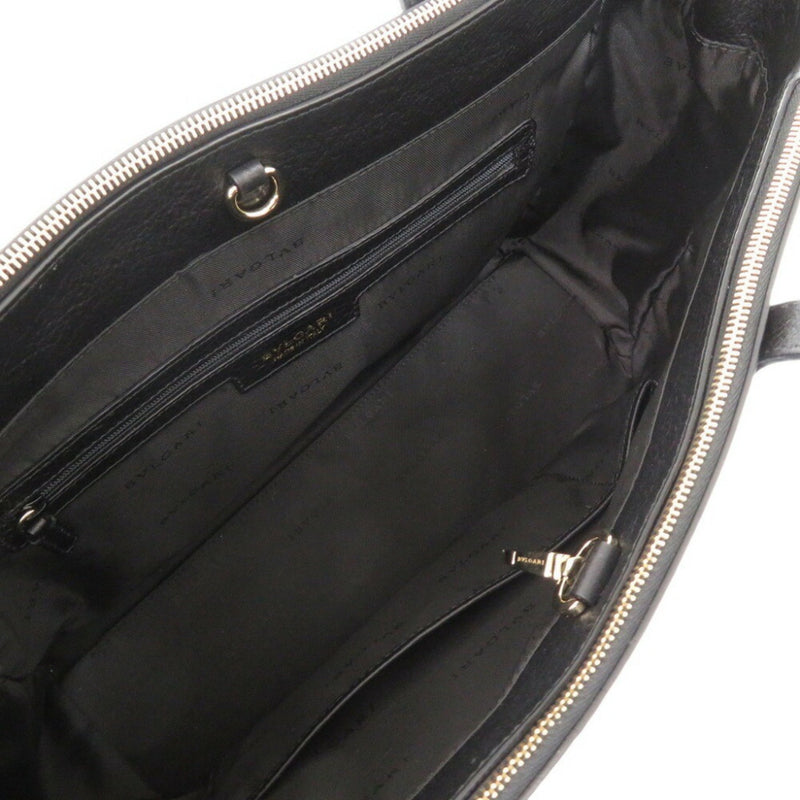 Bvlgari Black Leather Handbag Tote Bag (Pre-Owned)