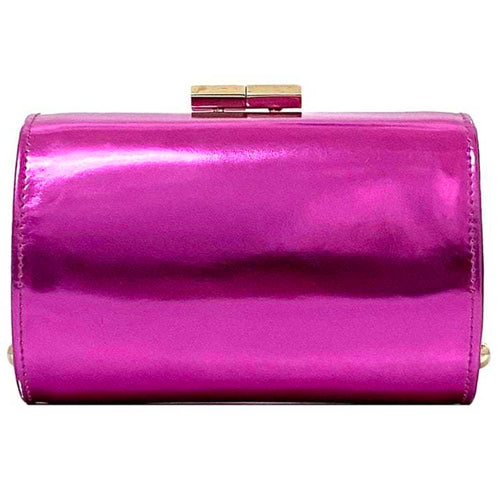 Jimmy Choo Metallic Pink Leather Clutch Bag Handbag (Pre-Owned)