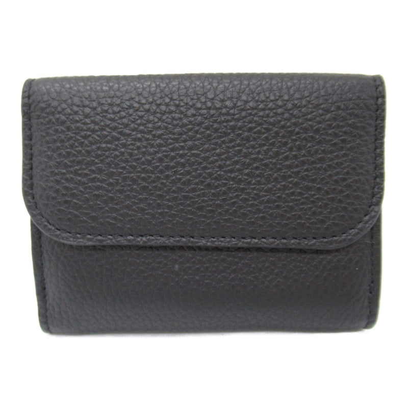 Chloé Black Leather Middle Wallet (Tri-Fold)