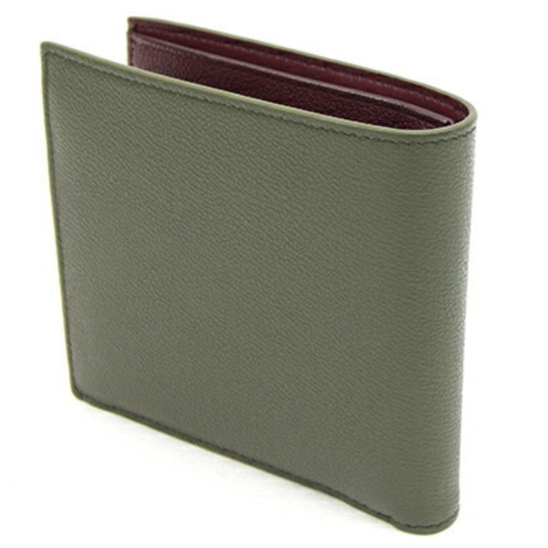 Bvlgari Bordeaux Khaki Leather Wallet (Bi-Fold) (Pre-Owned)