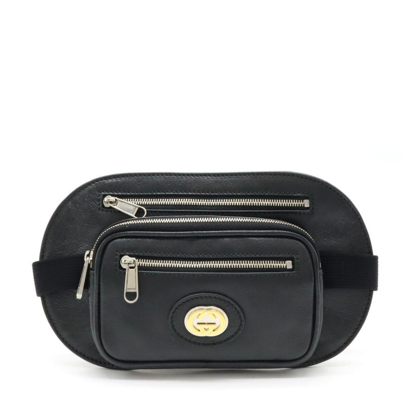 Gucci Black Leather Fanny Pack Sling Bag (Pre-Owned)