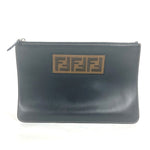 Fendi Black Brown Leather Clutch Bag (Pre-Owned)