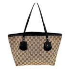 Gucci Gg Canvas Black Canvas Leather Tote Bag (Pre-Owned)