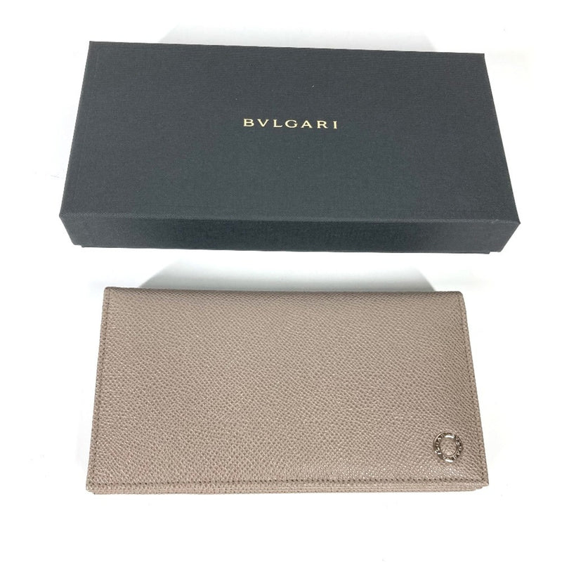 Bvlgari Gray Leather Long Wallet (Bi-Fold) (Pre-Owned)