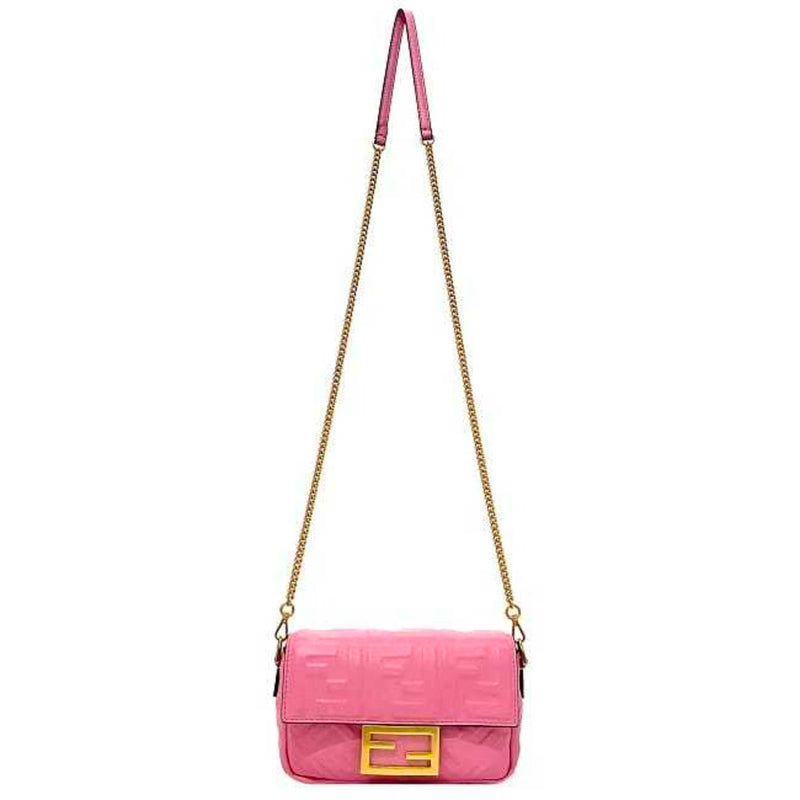 Fendi Baguette Pink Leather Shoulder Bag (Pre-Owned)