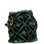 Fendi Black Green Fur Leather Shoulder Bag (Pre-Owned)