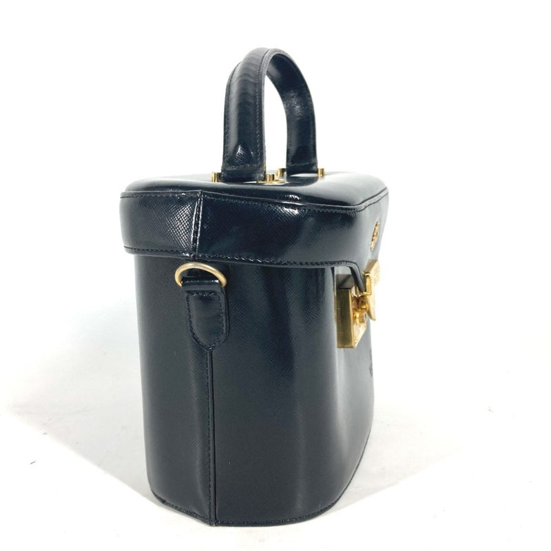 Versace Black Gold Leather Handbag Vanity Bag (Pre-Owned)