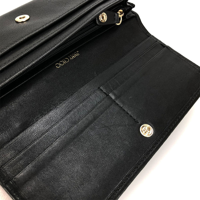 Jimmy Choo Black Leather Long Wallet (Bi-Fold) (Pre-Owned)