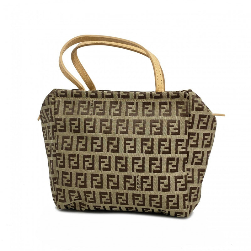 Fendi Beige Brown Nylon Canvas Handbag (Pre-Owned)