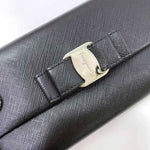 Salvatore Ferragamo Black Leather Long Wallet (Tri-Fold) (Pre-Owned)