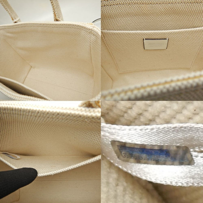 Jimmy Choo Gold Silver Canvas Handbag (Pre-Owned)