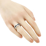 Bvlgari Silver Ceramic Silver 925 Band Ring (Pre-Owned)