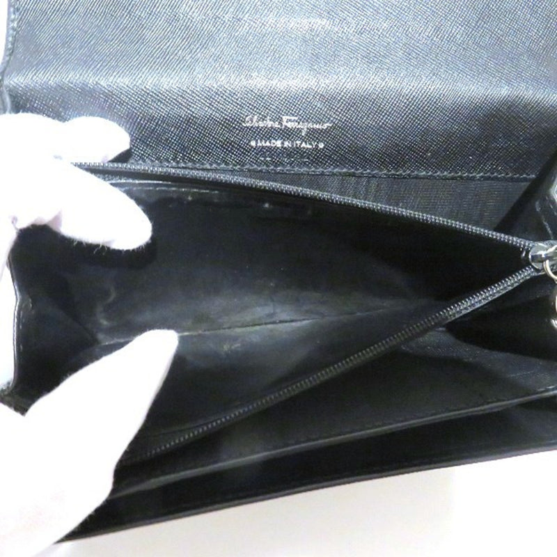 Salvatore Ferragamo Black Leather Long Wallet (Bi-Fold) (Pre-Owned)