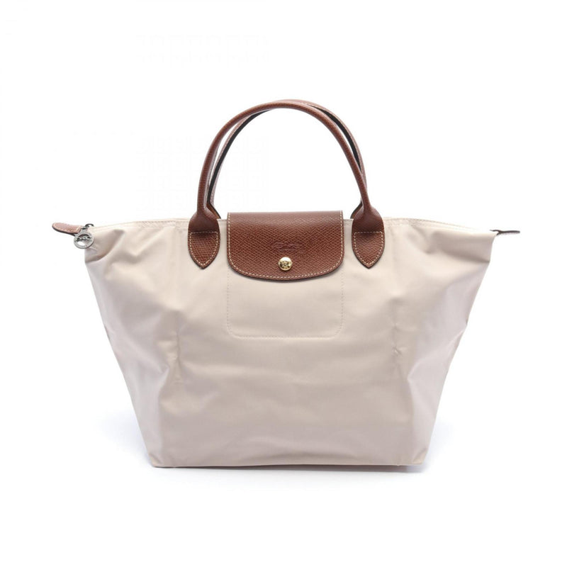 Longchamp Beige Brown Nylon Leather Tote Bag