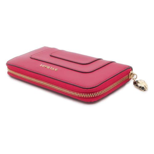 Bvlgari Pink Leather Long Wallet (Bi-Fold) (Pre-Owned)