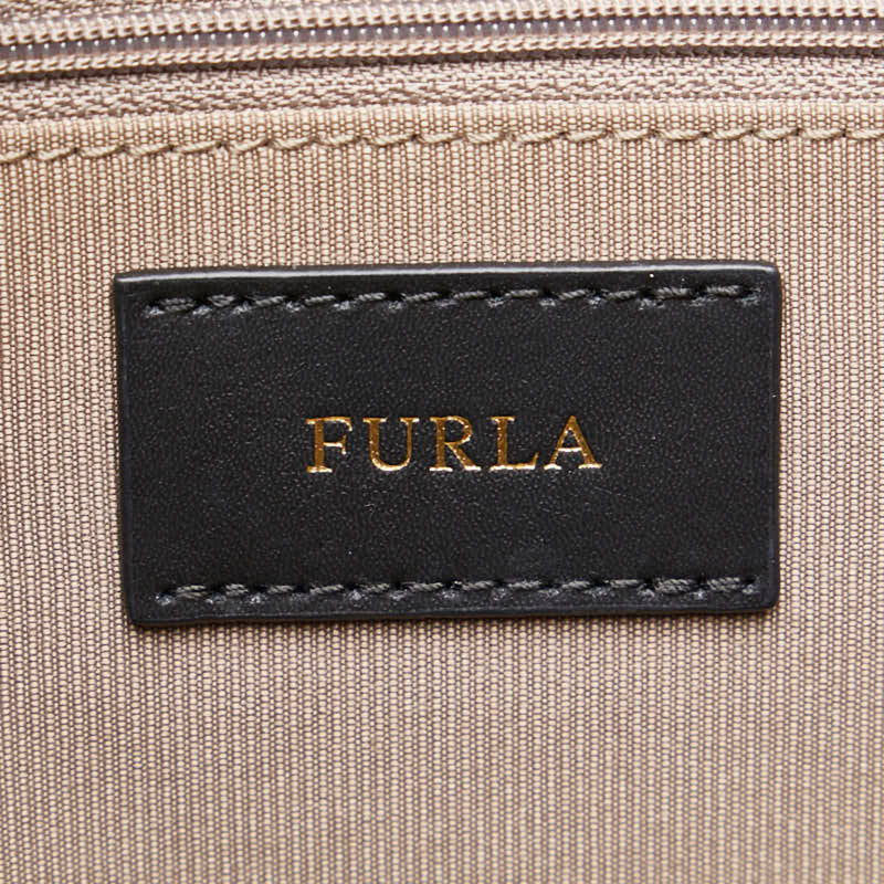 Furla Black Brown Pvc Leather Shoulder Bag Tote Bag (Pre-Owned)