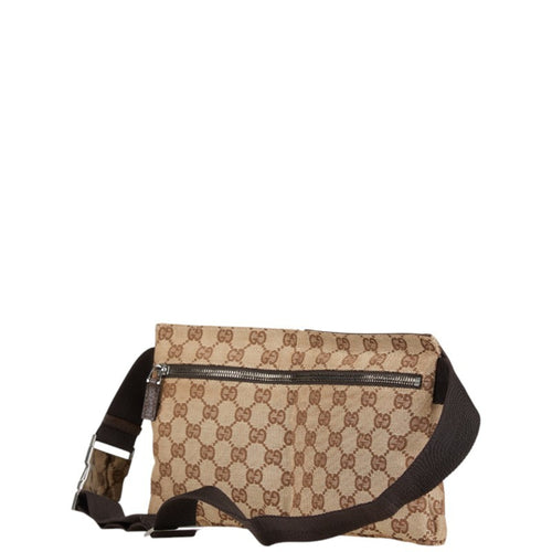 Gucci Beige Brown Canvas Leather Fanny Pack (Pre-Owned)