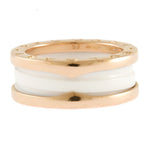 Bvlgari Pink Gold White Ceramic Pink Gold (18K) Band Ring (Pre-Owned)