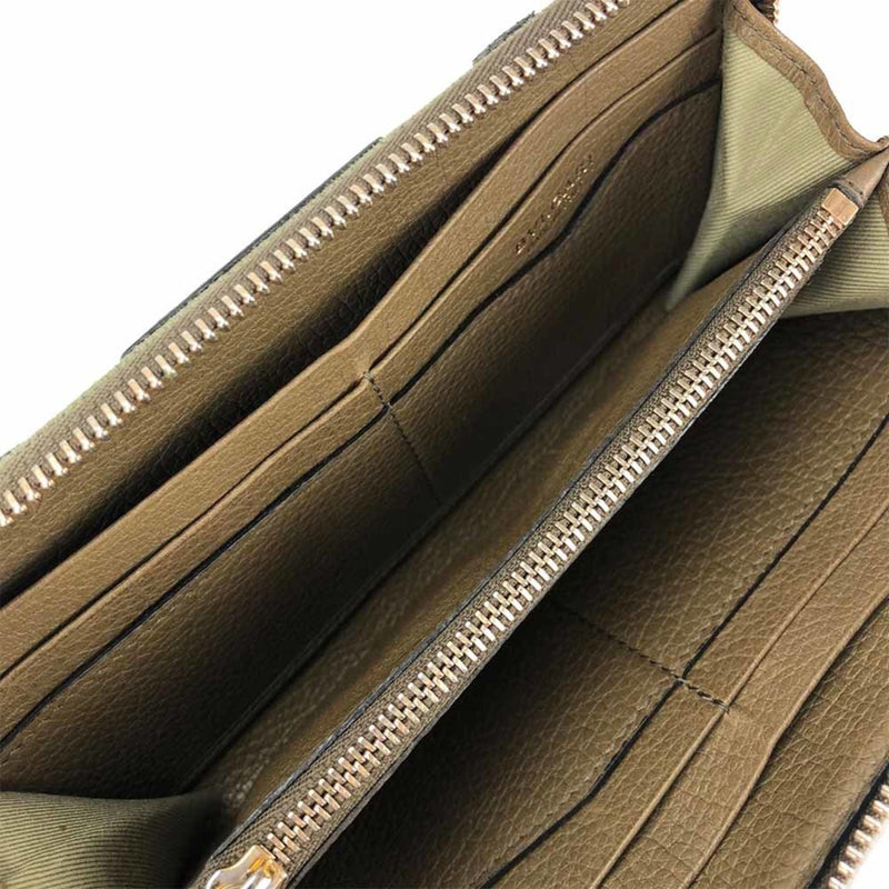 Bvlgari Khaki Brown Canvas Leather Long Wallet (Bi-Fold) (Pre-Owned)