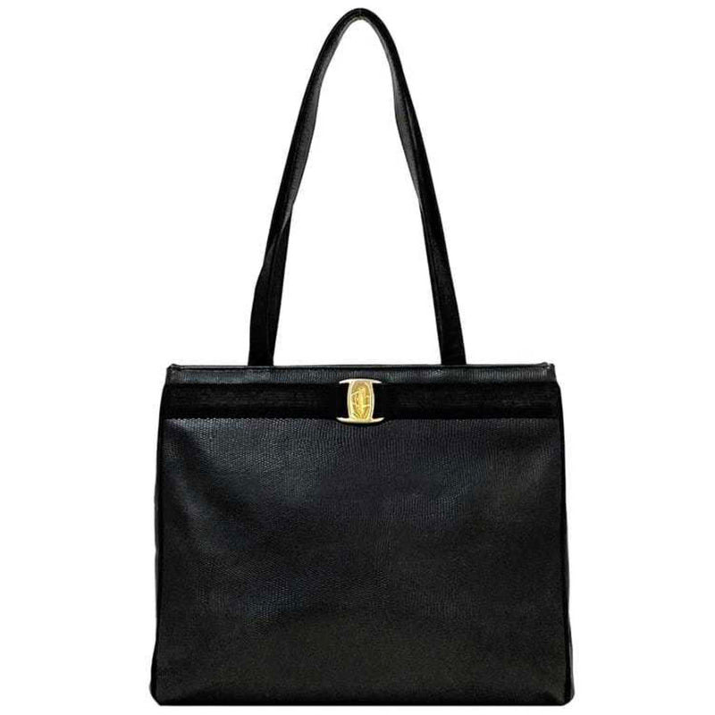 Salvatore Ferragamo Black Leather Tote Bag (Pre-Owned)