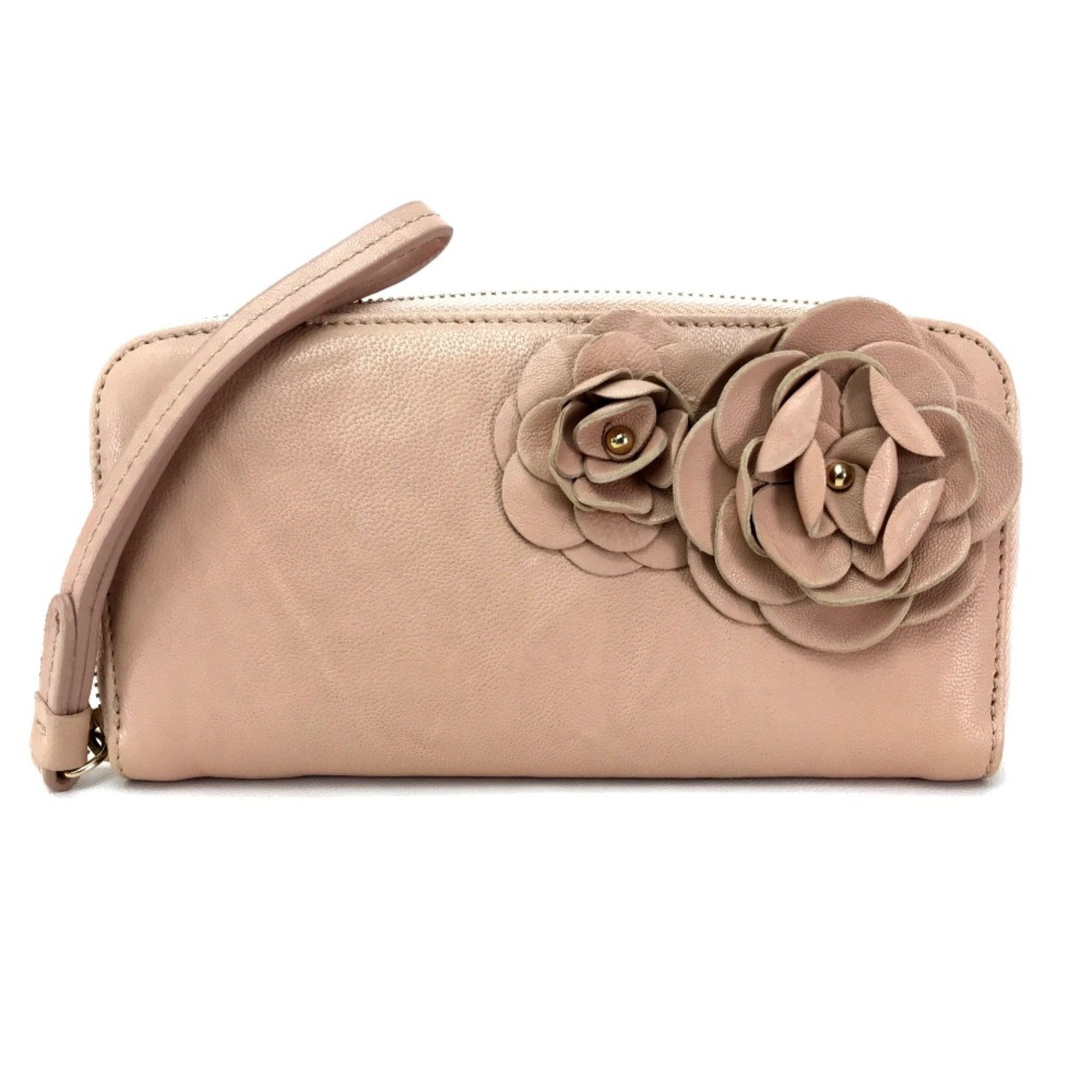 Jimmy Choo Beige Leather Long Wallet (Bi-Fold) (Pre-Owned)